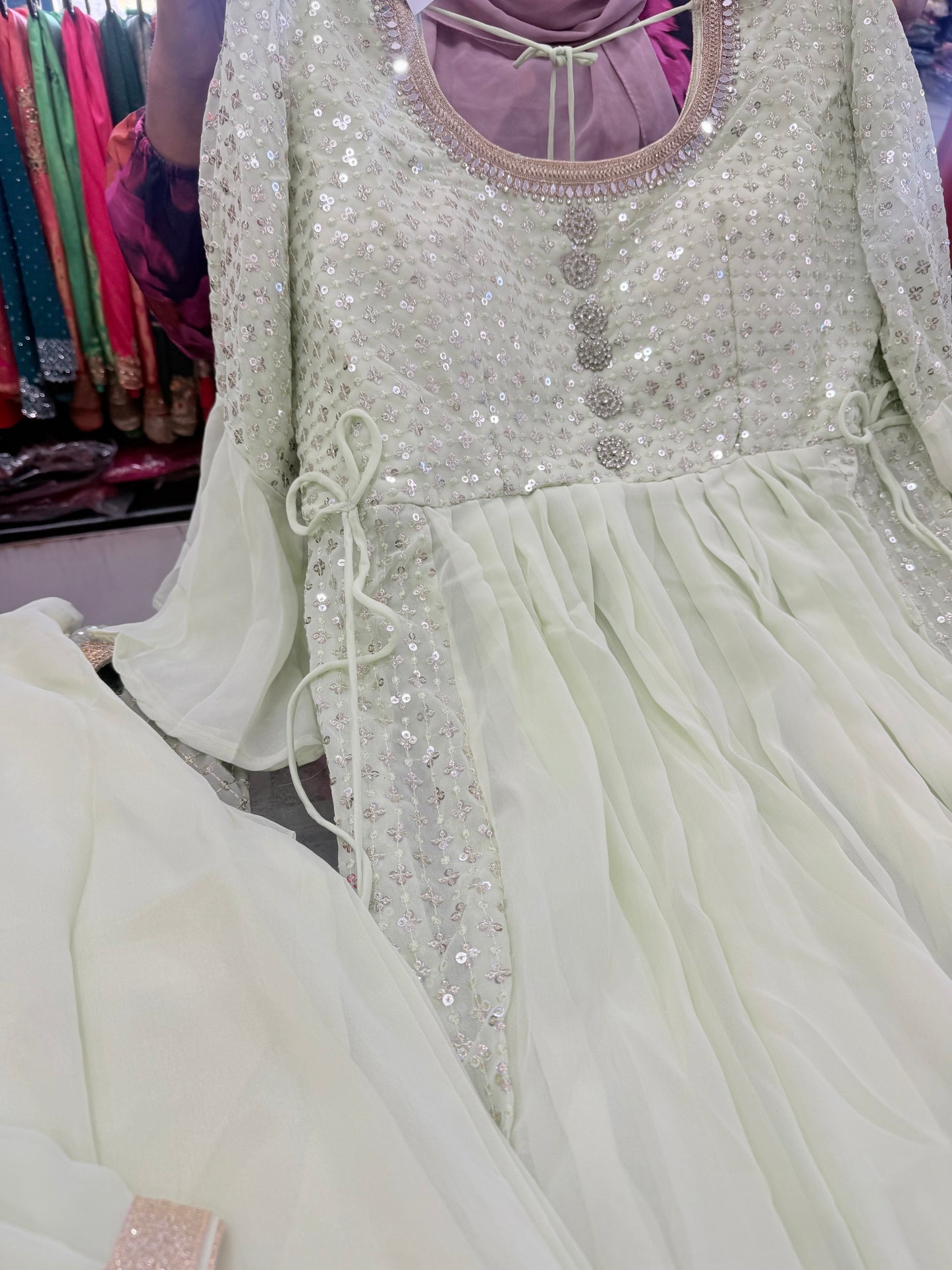 Beautiful designer nuts cut Kurti pants dupatta