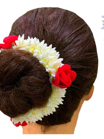 Gajra Scented Mogra Hair Accessories - Artificial Flower Gajra for Bun Rubber Band