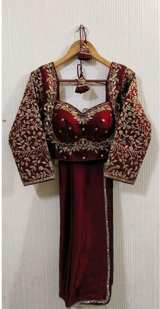 Beautiful designer saree with readymade blouse