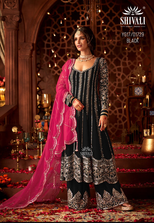 Beautiful designer mirror work plazo suit