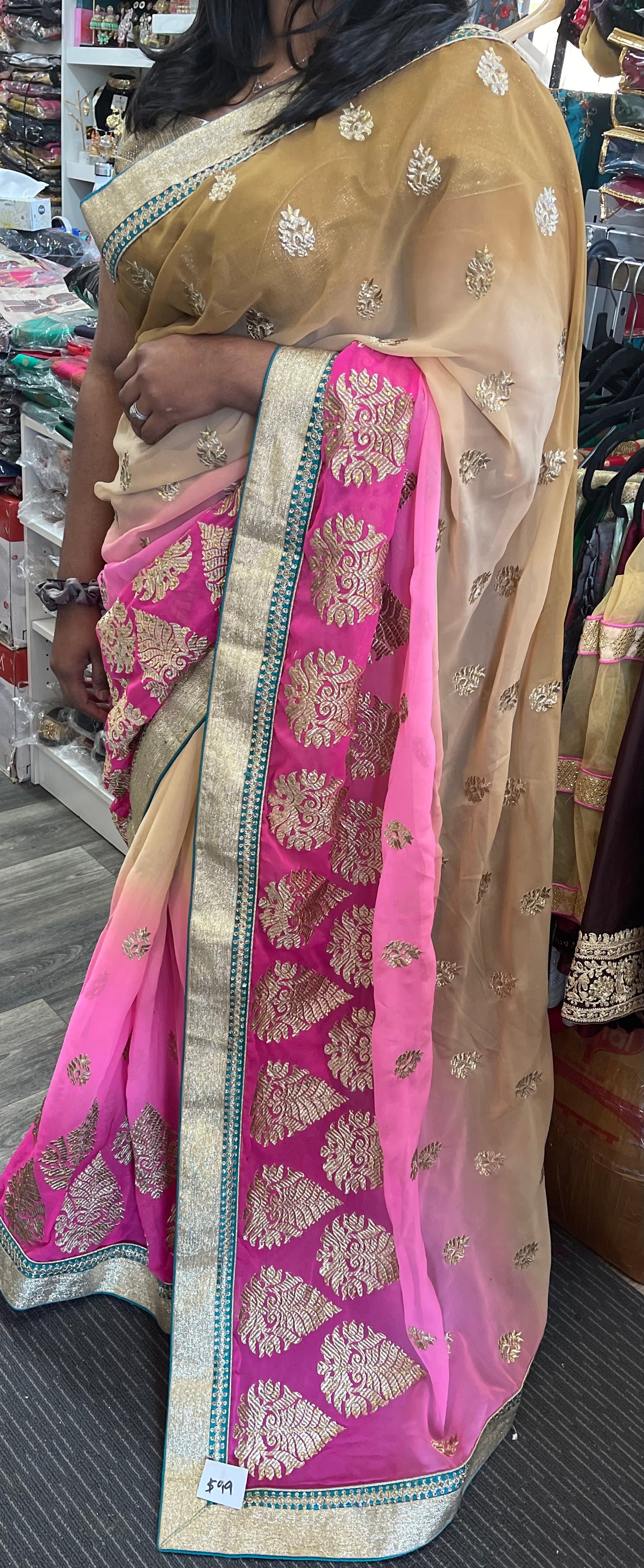 Beautiful designer saree with ready made blouse