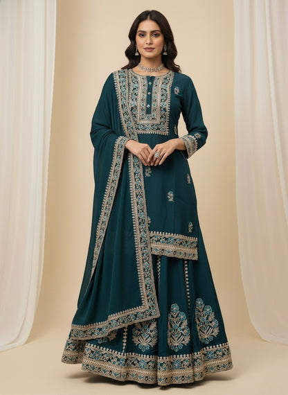 Beautiful designer long top lengha choli suit
