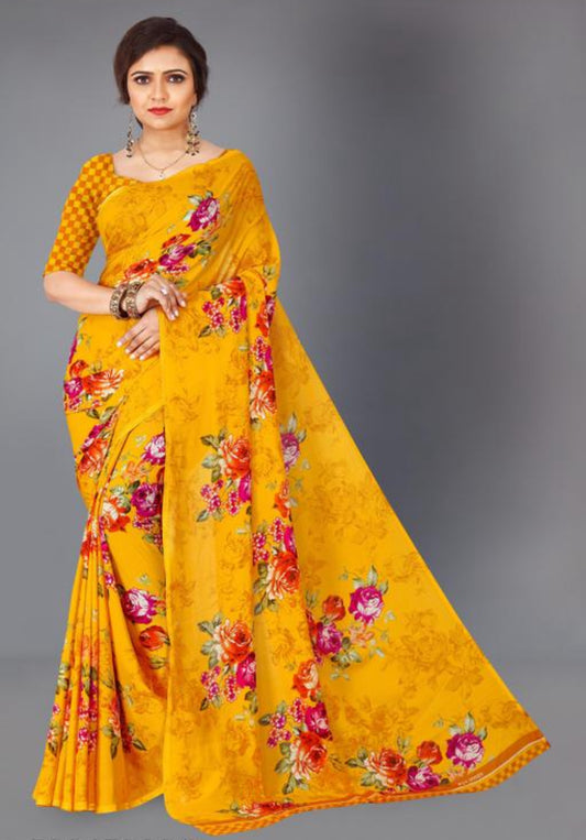 Beautiful designer geogrette floral saree