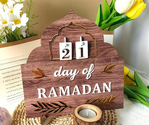 Ramadan Festival Countdown Pendulum Wooden Desktop Decoration Ethnic Style Home Decoration With Bracket To Send A Month Of Numbers
