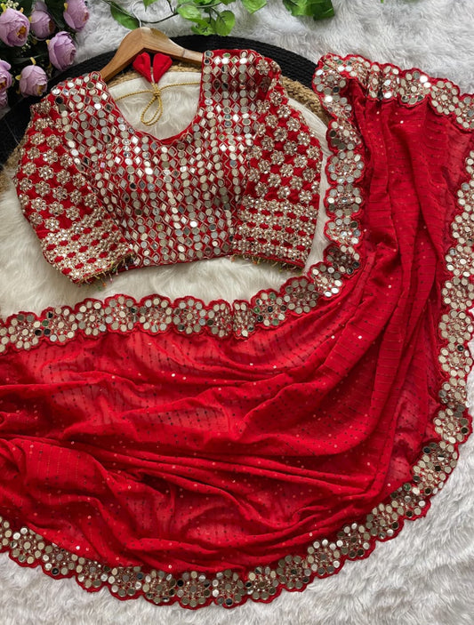 Beautiful designer saree with readymade blouse