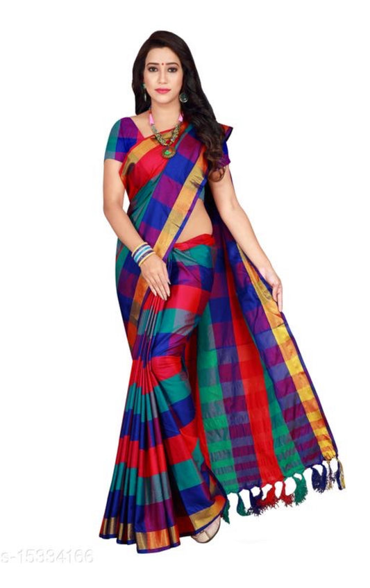 Beautiful designer box cotton silk saree