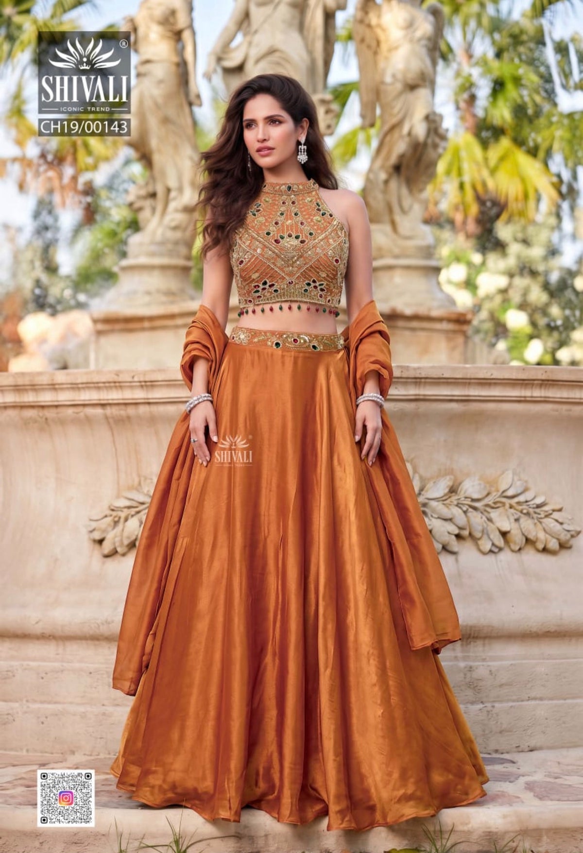 Beautiful designer halter neck lengha choli