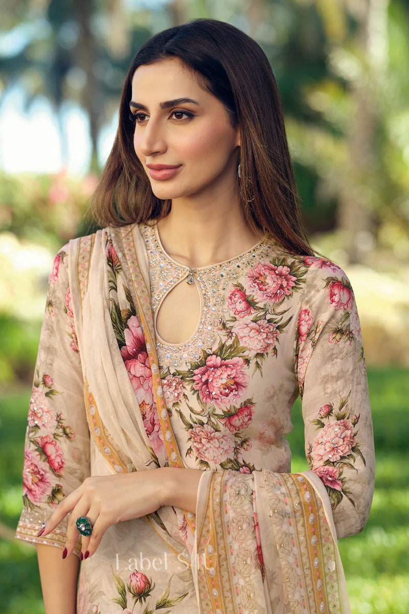 Beautiful designer floral sharara suit