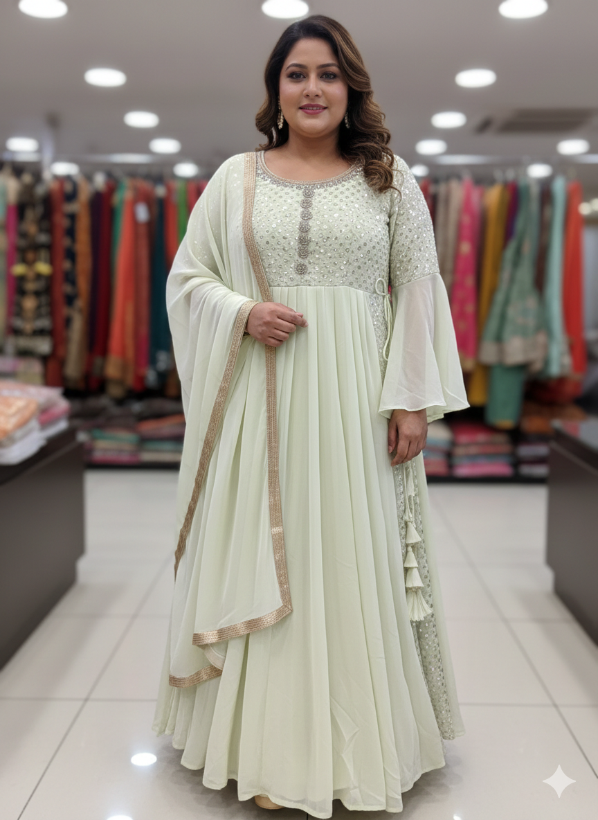 Beautiful designer nuts cut Kurti pants dupatta