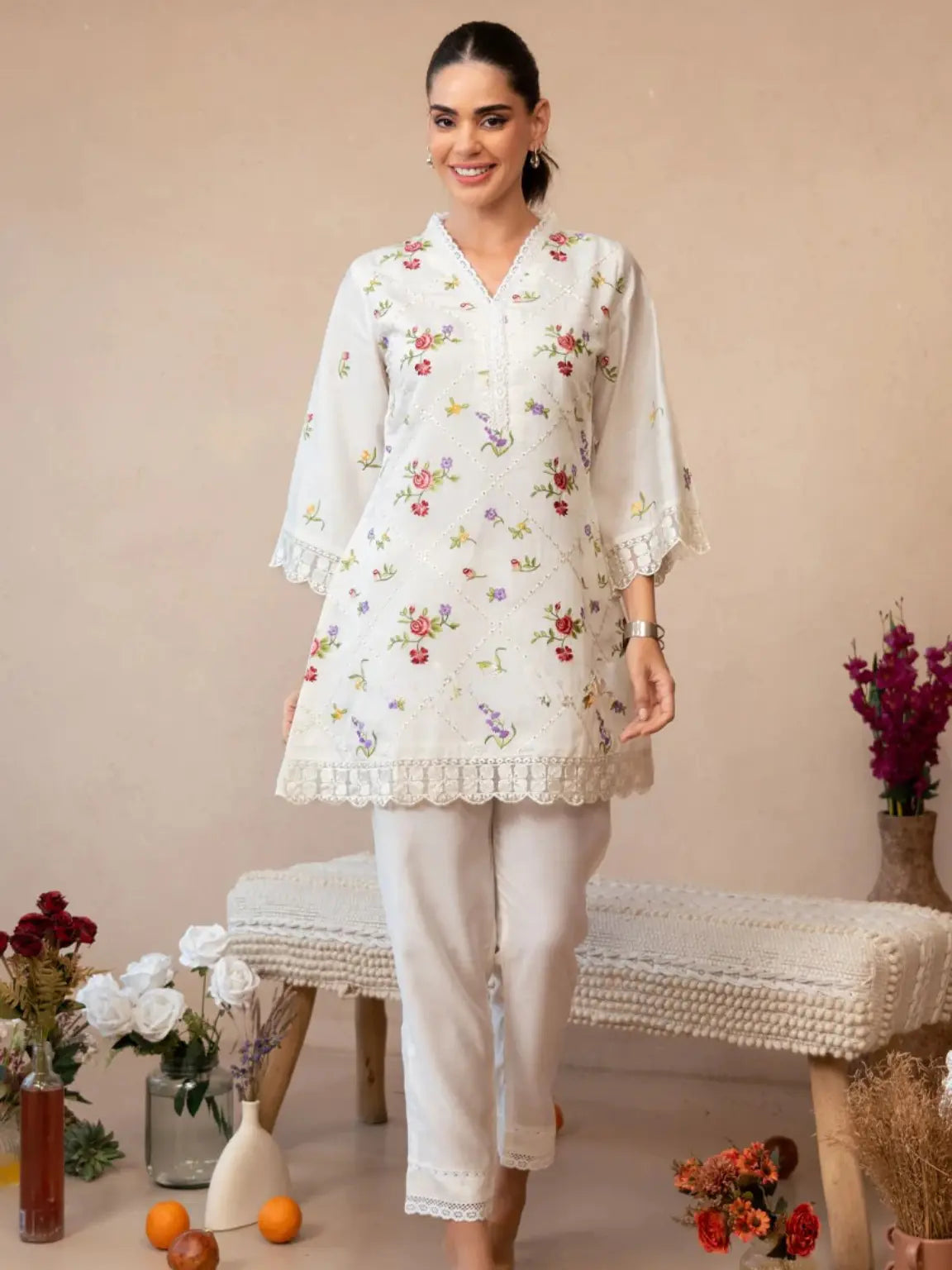 Beautiful designer lucknowi embroidery coord set