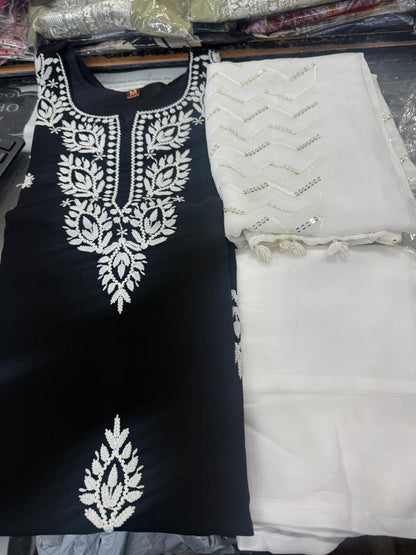 Beautiful designer lucknowi Embroidery plazo suit