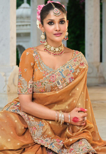 Beautiful designer Silk Jacquard Scalloped Saree