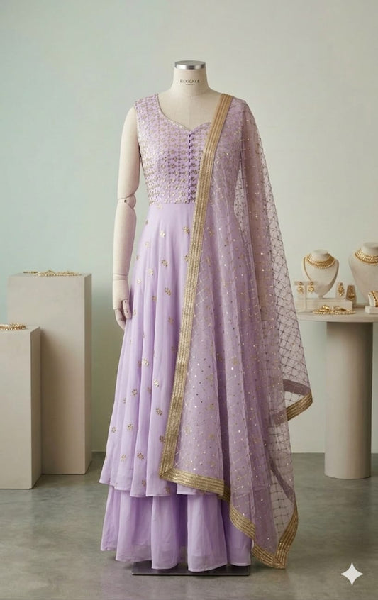 Beautiful designer flare top plazo suit