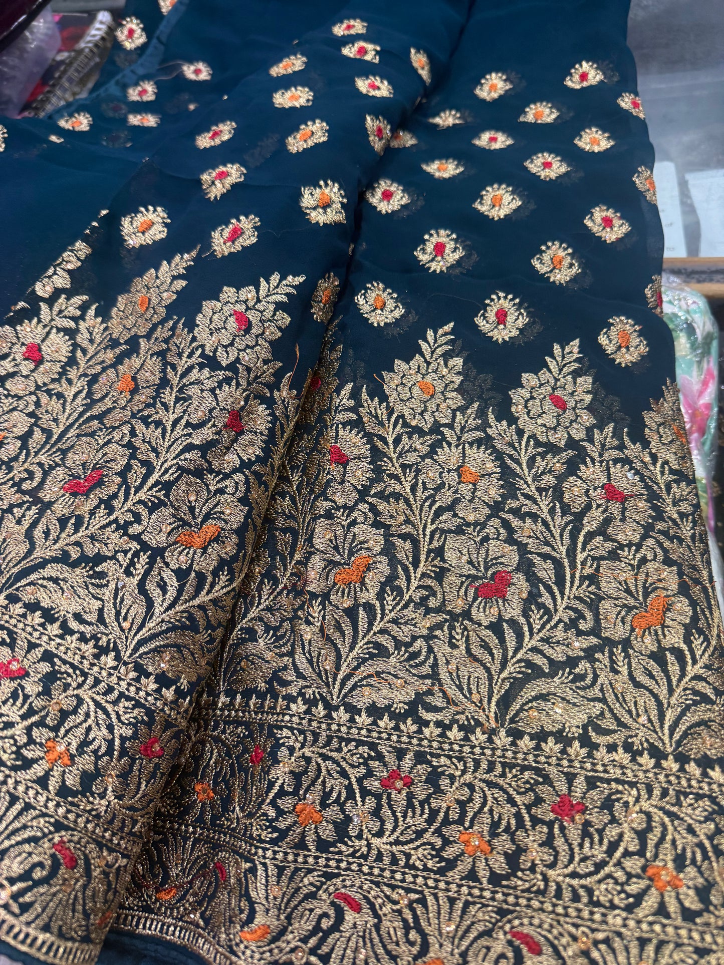 Beautiful designer fully embroidery saree