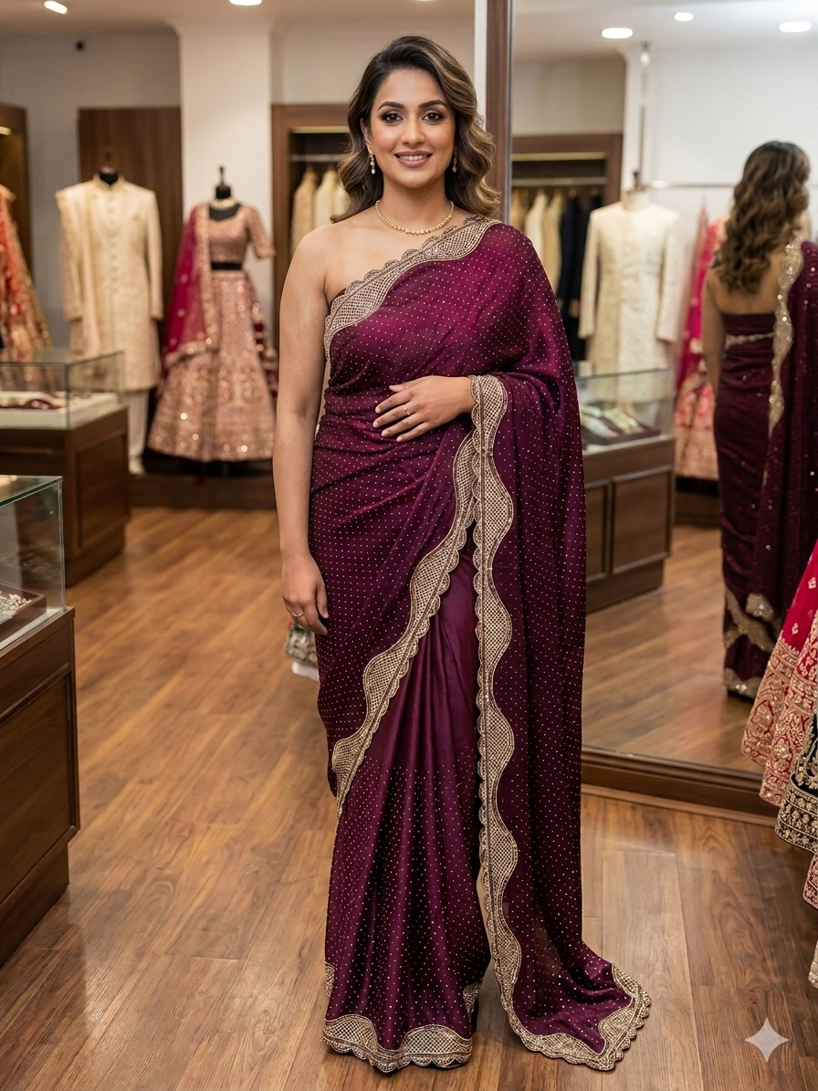 Beautiful designer fully embroidered Jimmy Choo saree