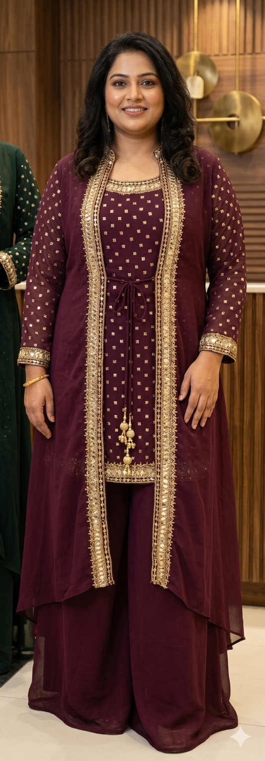 Beautiful designer plazo suit with koti