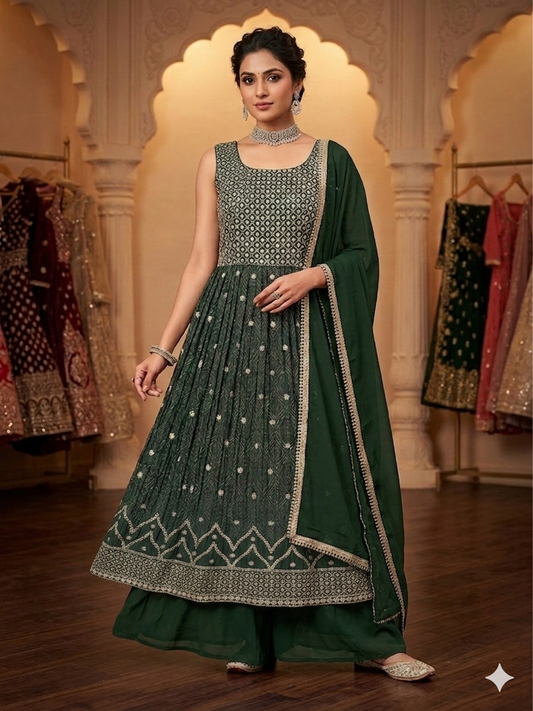 Beautiful designer Naira cut plazo suit