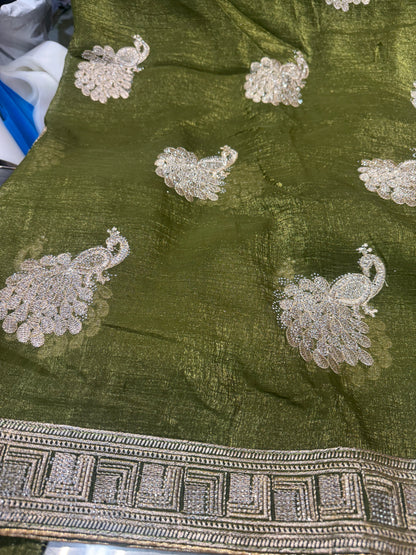 Beautiful designer hand embroidery jimmy choo  saree