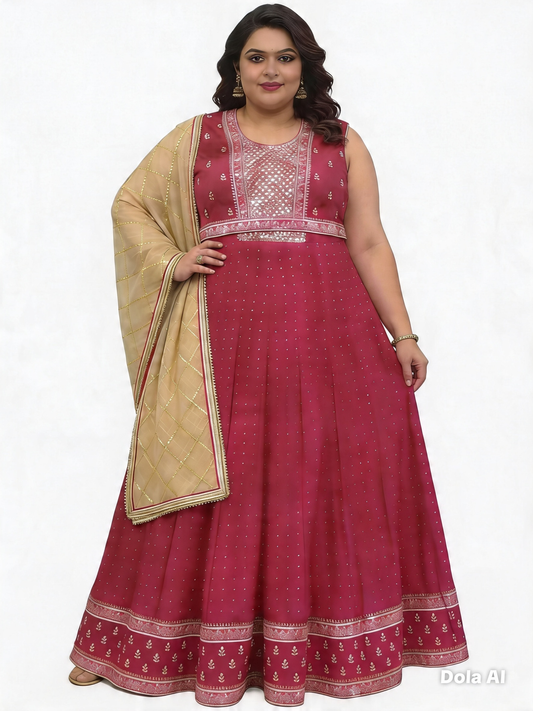 Beautiful designer gown style anarkali suit with belt