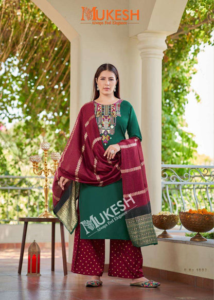 Beautiful designer Kurti plazo dupatta set