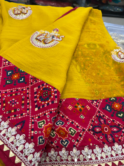 Beautiful designer Jimmy Choo bandhani saree