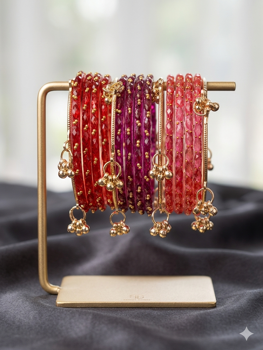 Beautiful designer multicolor raindrop bangles with Kashmiri bangles