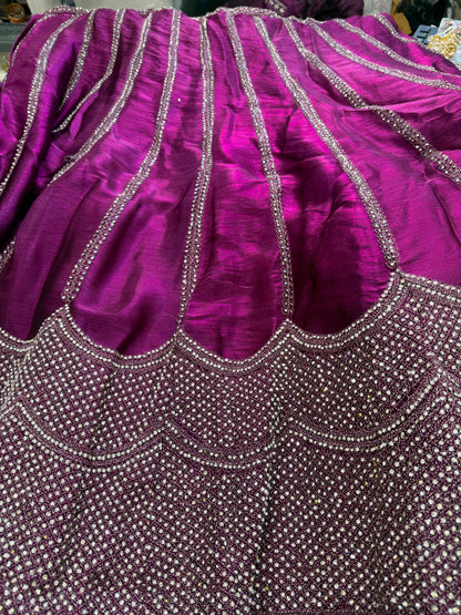 Beautiful designer heavily embroidery plus size Jimmy Choo semi stitch lengha