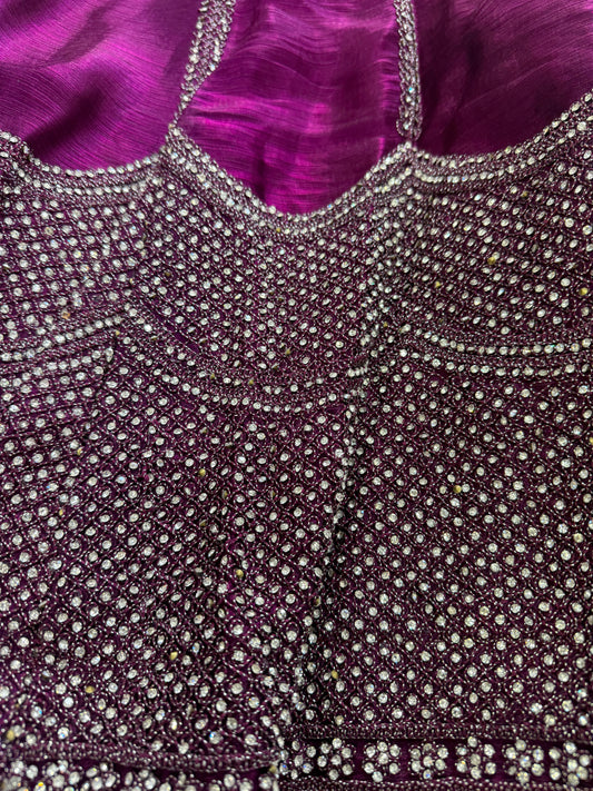 Beautiful designer heavily embroidery plus size Jimmy Choo semi stitch lengha