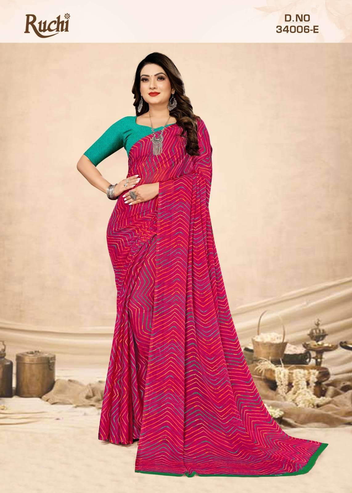 Beautiful designer chiffon lehriya saree