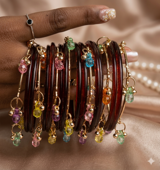Beautiful designer jelly glass bangles with gungroo bangles