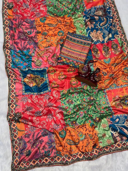 Beautiful designer multicolor saree