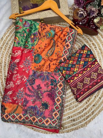 Beautiful designer multicolor saree