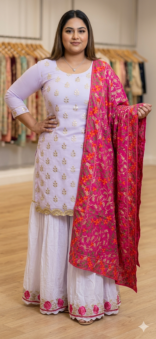 Beautiful designer long top lengha suit
