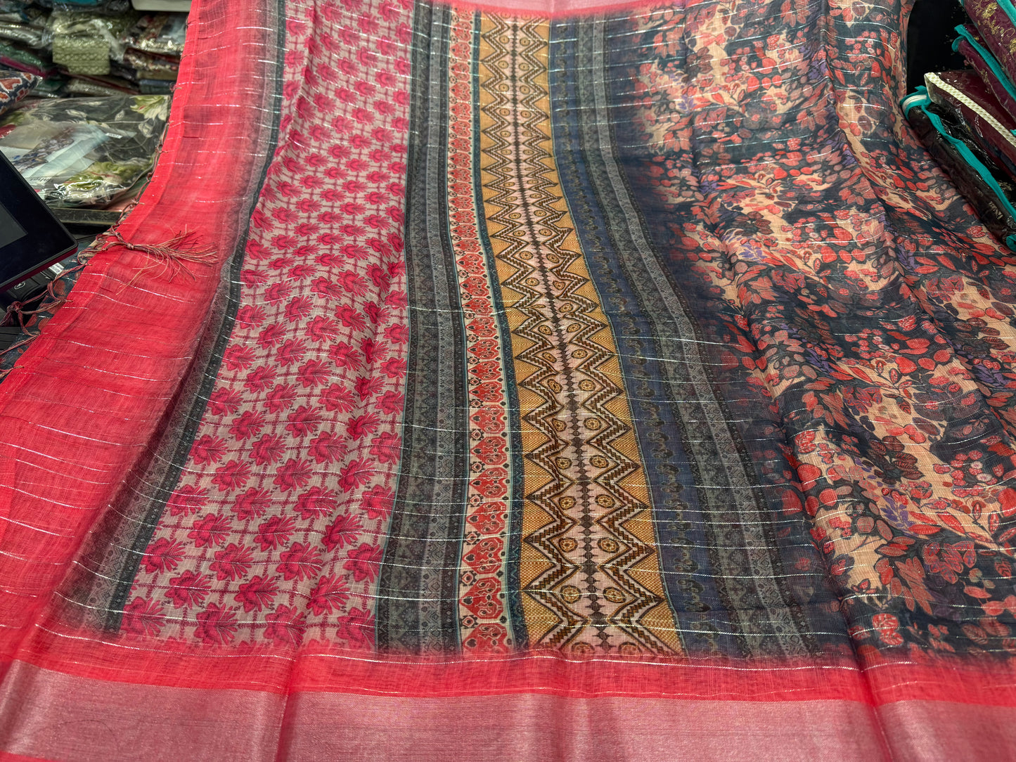 Beautiful designer cotton floral saree