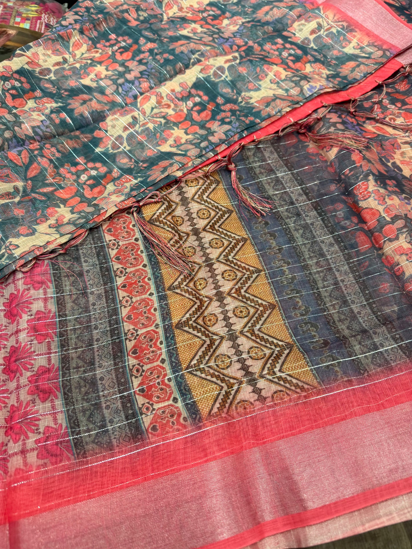 Beautiful designer cotton floral saree