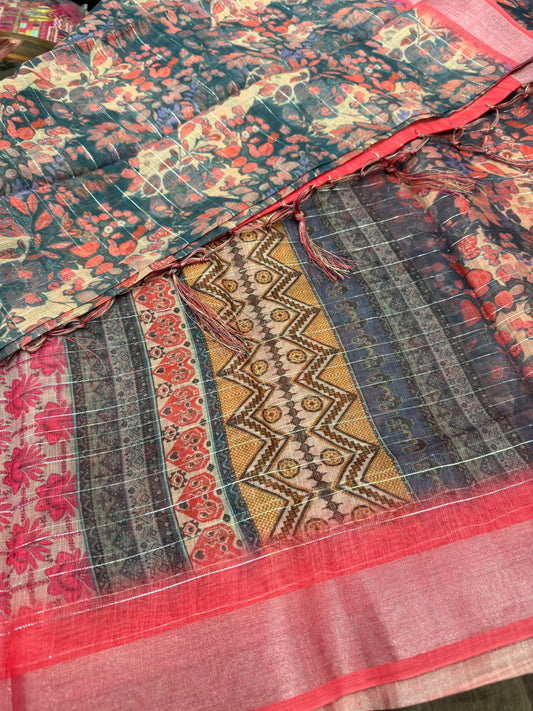 Beautiful designer cotton floral saree