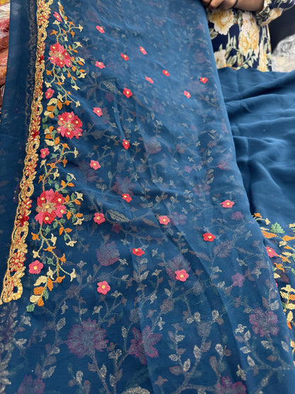 Beautiful designer fully embroidery saree