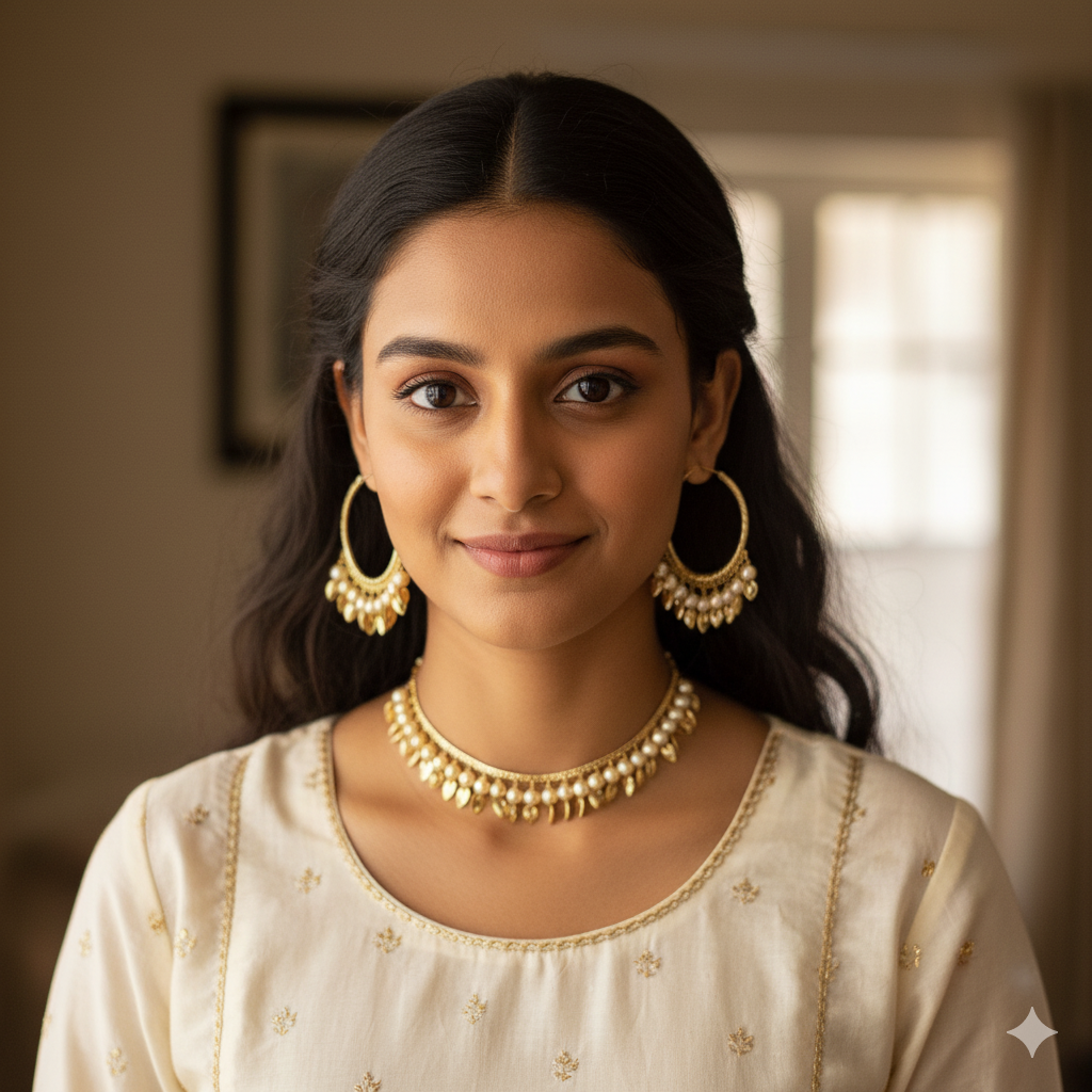 Beautiful designer traditional necklace with bali earing