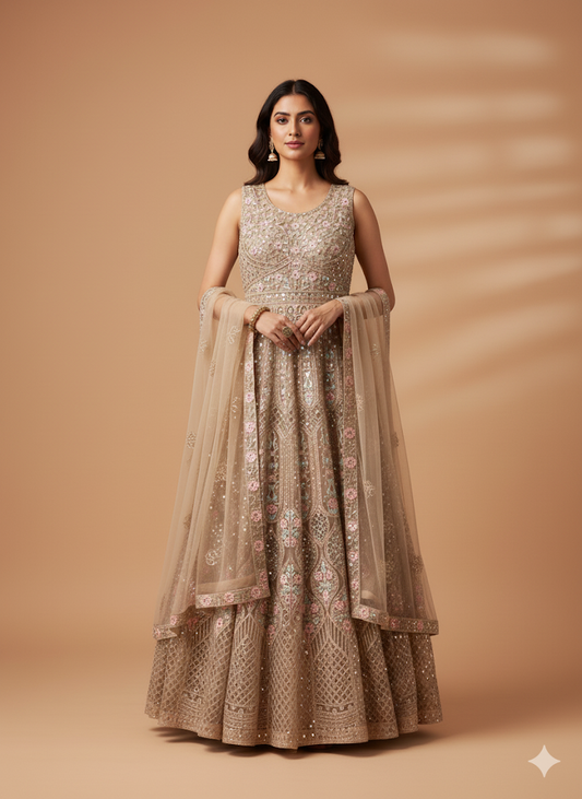 Beautiful designer gown anarkali suit
