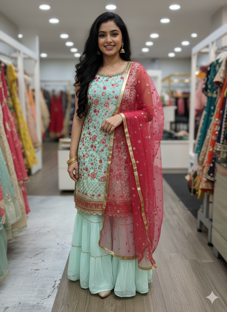 Beautiful designer sharara suit