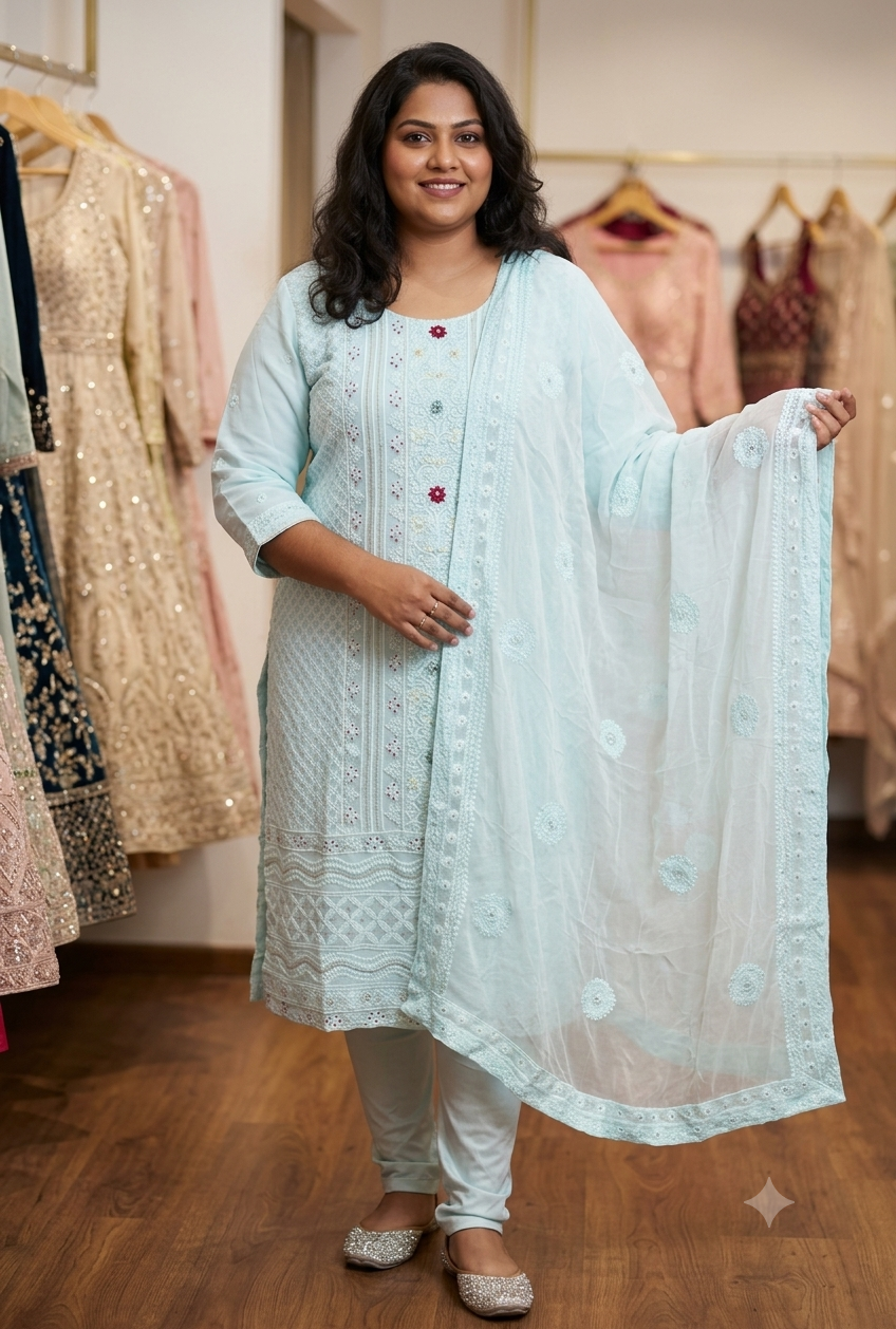Beautiful designer lucknowi Embroidery straight suit