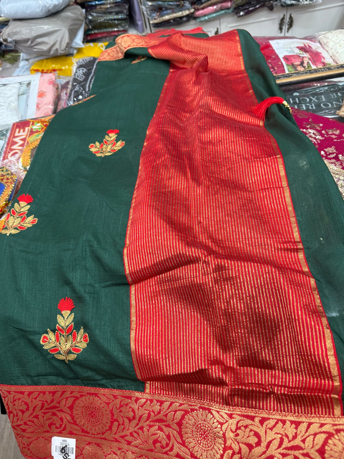 Beautiful designer embroidery silk saree