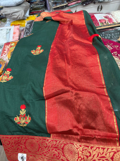 Beautiful designer embroidery silk saree