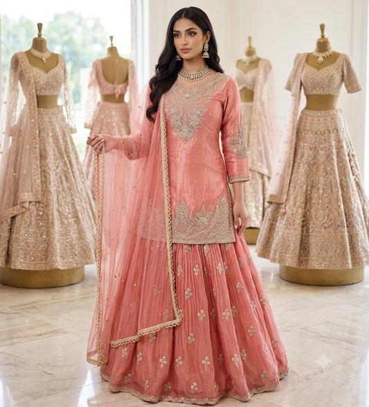 Beautiful designer long top lengha