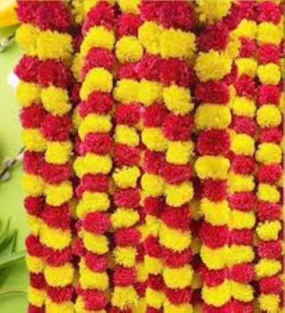 Handmade Artificial Marigold Flowers for Decoration Long Flower Garlands for Door Decorations
