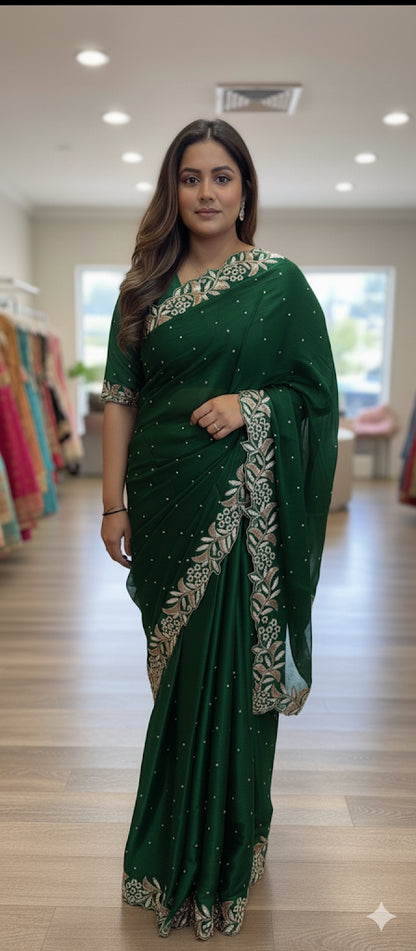 Beautiful designer hand embroidery saree