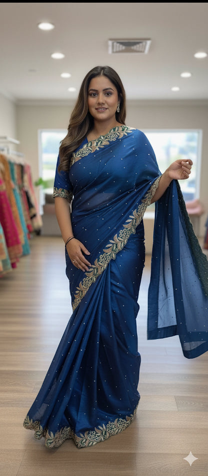 Beautiful designer hand embroidery saree