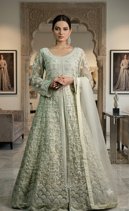 Beautiful designer fully embroidered anarkhali with stone work