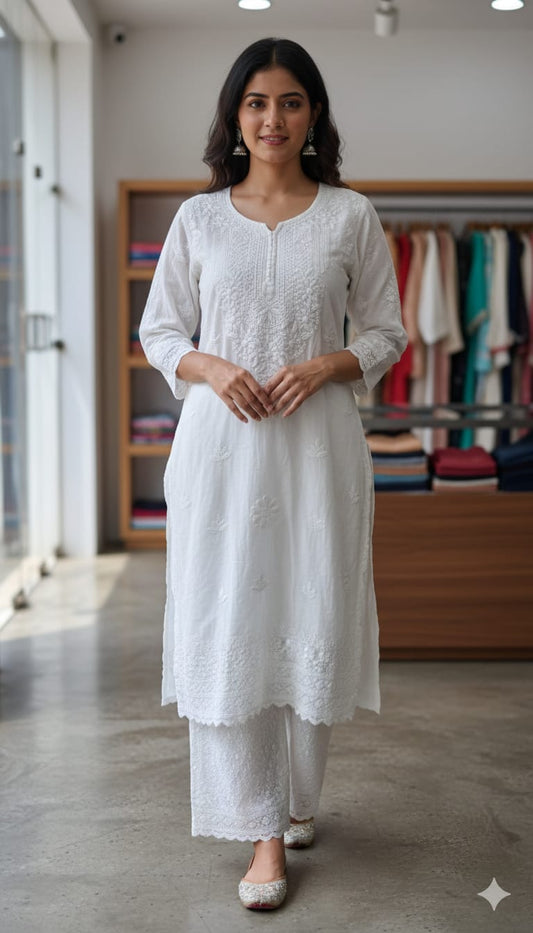 Beautiful designer lucknowi Embroidery Kurti plazo