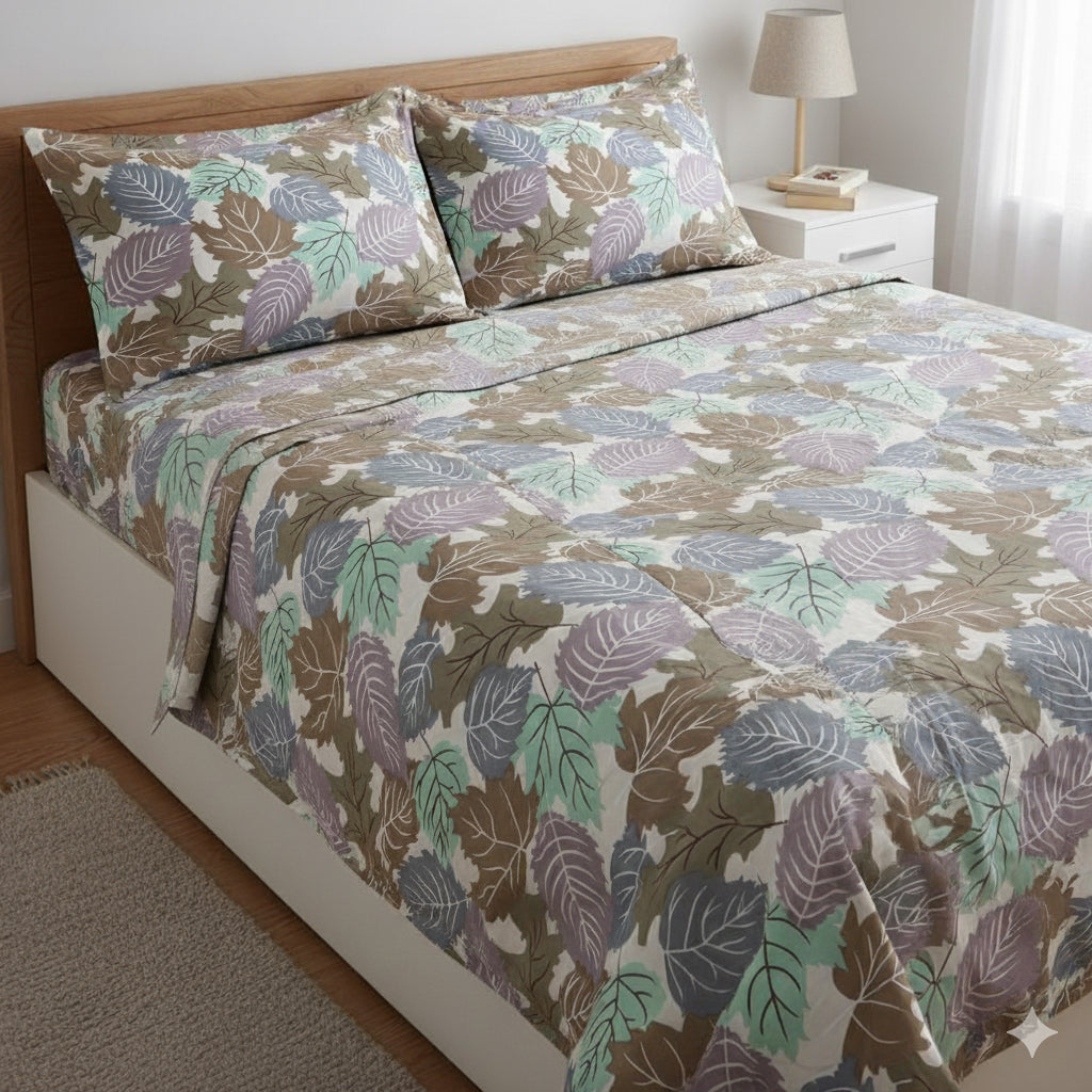 Beautiful designer glacé cotton bedsheet set